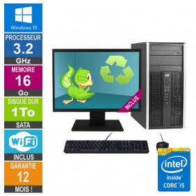 PC HP Pro 6300 MT Core i5-3470 3.20GHz 16Go/1To Wifi W10 + Ecran 24