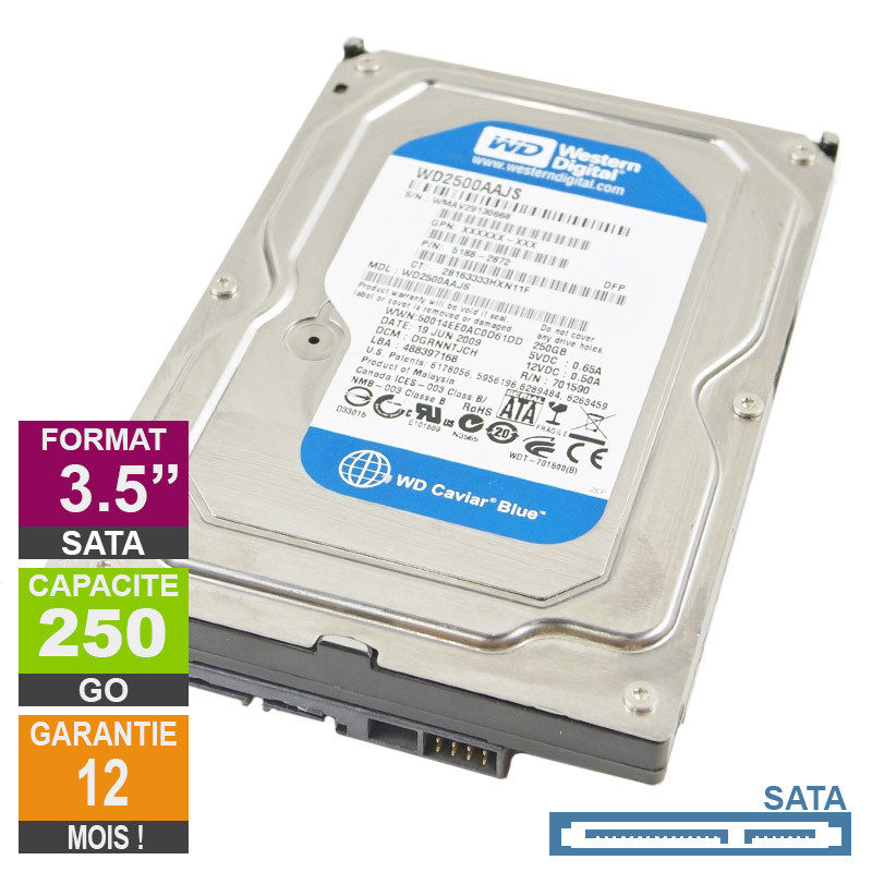 Hard Drive 250GB SATA 3.5 Western Digital Caviar Blue WD2500AAJS-00V4A0 7200rpm 8MB Hard Drive 250GB SATA 3.5 Western...