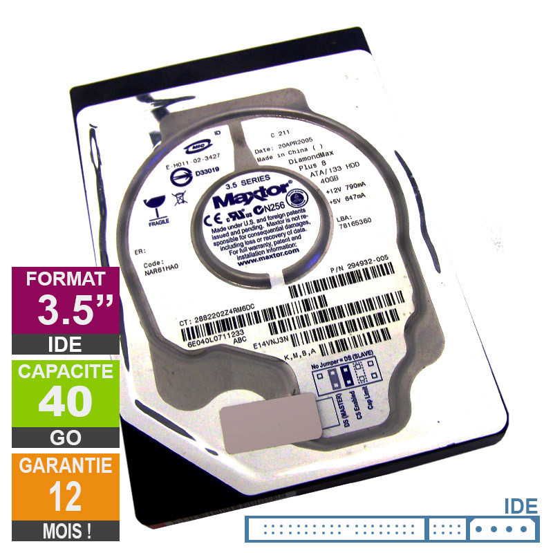 Hard Drive 40GB IDE 3.5 Maxtor DiamondMax Plus 8 6K040L0 7200rpm 2MB Hard Drive 40GB IDE 3.5 Maxtor...
