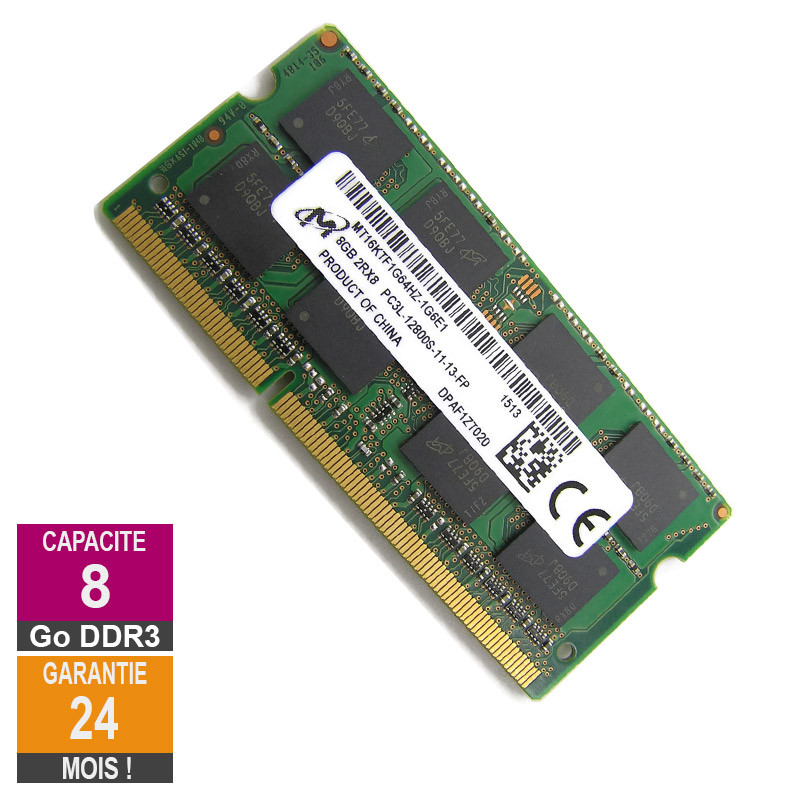 8Go RAM PC Portable SODIMM Micron MT16KTF1G64HZ-1G6E1 PC3L-12800S 1600MHz  DDR3 : : Informatique