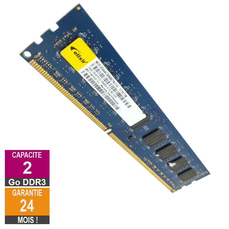 Barrette Mémoire 2Go DDR3 Elixir DIMM PC3-10600U