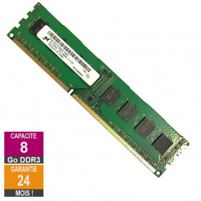 Barrette Mémoire 8Go RAM DDR3 Micron MT16JTF1G64AZ-1G6E1 DIMM PC3-12800U