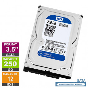 Disque Dur 250Go SATA 3.5 Western Digital Blue WD2500AAKX-60U6AA0 7200rpm 16Mo