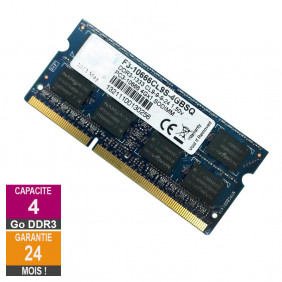 Barrette Mémoire 4Go RAM DDR3 Transcend F3-10666CL9S-4GBSQ SO-DIMM PC3-10600S