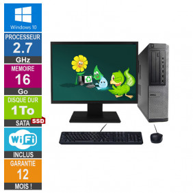 PC Dell Optiplex 790 DT G630 2.70GHz 16Go/1To SSD Wifi W10 + Ecran 19