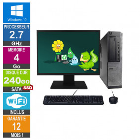 PC Dell Optiplex 790 DT G630 2.70GHz 4Go/240Go SSD Wifi W10 + Ecran 22