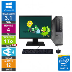 PC Dell Optiplex 790 DT I5-2400 3.10GHz 4Go/1To SSD Wifi W10 + Ecran 19