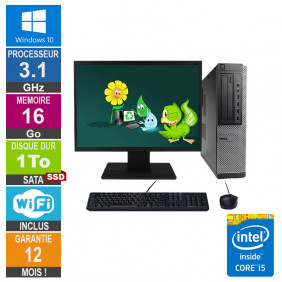 PC Dell Optiplex 790 DT I5-2400 3.10GHz 16Go/1To SSD Wifi W10 + Ecran 19