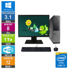 PC Dell Optiplex 790 DT I5-2400 3.10GHz 8Go/1To Wifi W10 + Ecran 24