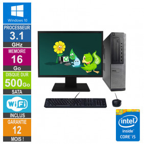 PC Dell Optiplex 790 DT I5-2400 3.10GHz 16Go/500Go Wifi W10 + Ecran 24