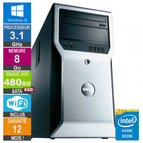 PC Dell Precision T1600 Xeon E3-1225 3.10GHz 8Go/480Go SSD Wifi W10
