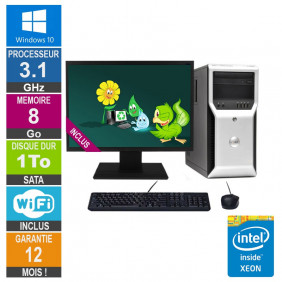 PC Dell Precision T1600 Xeon E3-1225 3.10GHz 8Go/1To Wifi W10 + Ecran 19