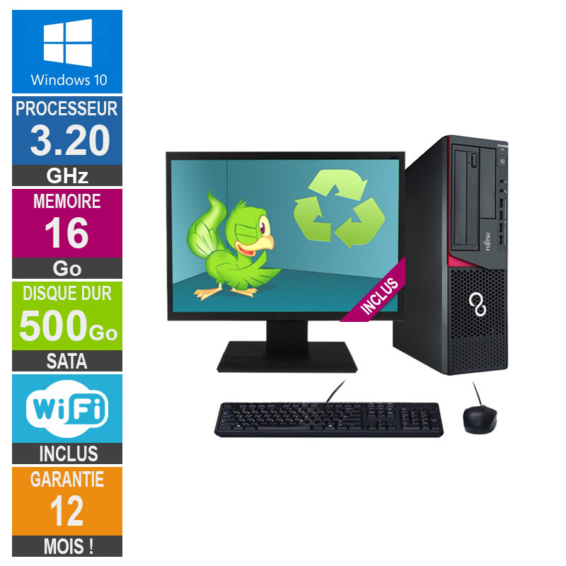PC Fujitsu E910 E85+ Core i5-3470 3.20GHz 16GB/500GB Wifi W10 + Ecran 22 PC Fujitsu E910 E85+ Core i5-3470...