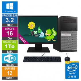 PC Dell Tour Optiplex 9020 i5-4570 3.20GHz 16Go/1To Wifi W10 + Ecran 19