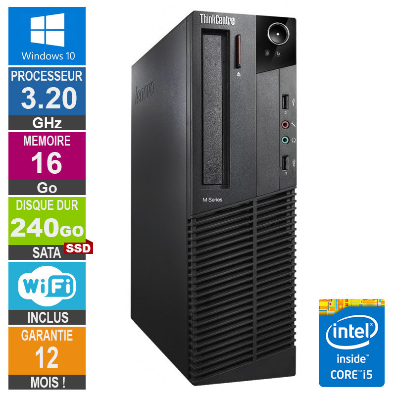 PC Lenovo M92p Core i5-3470 3.20GHz 16Go/240Go SSD Wifi W10 PC Lenovo M92p Core i5-3470 3.20GHz...